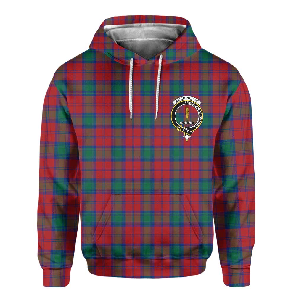 Clan Auchinleck Tartan Men Hoodie Crest And Plaid Basic Style