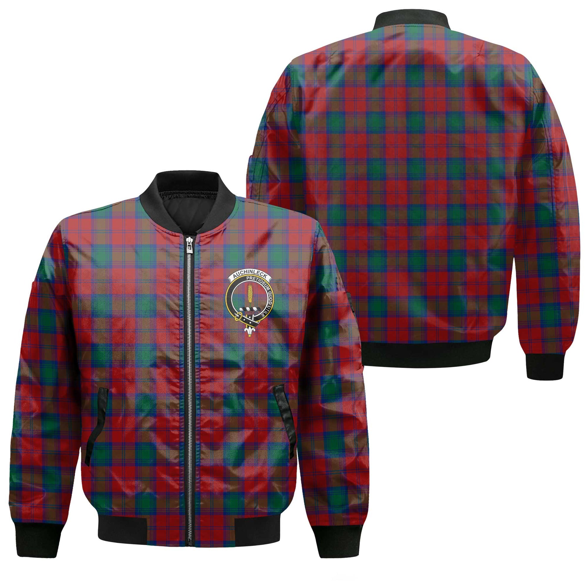 Clan Auchinleck Tartan Women Bomber Jacket Crest And Plaid Basic Style