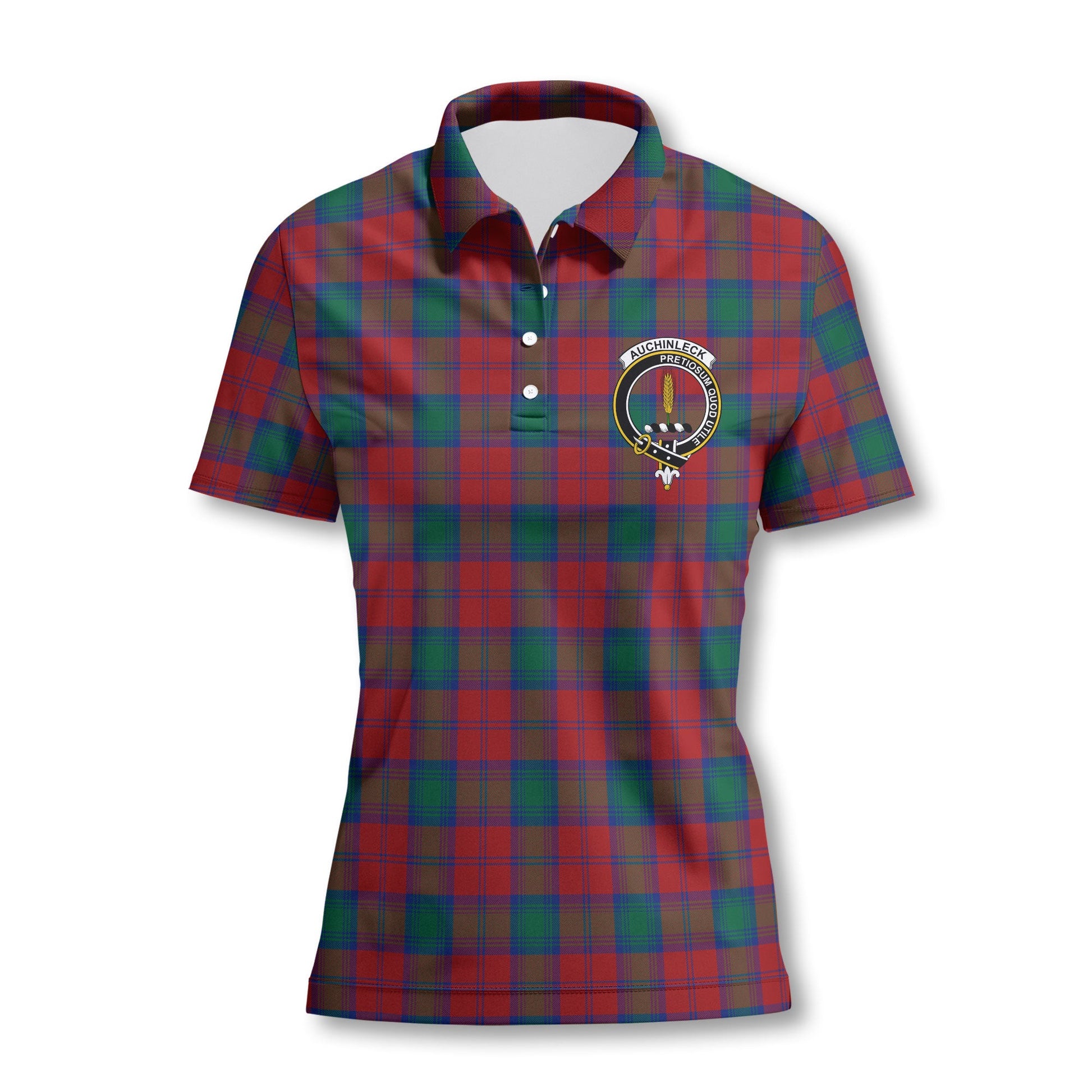 Clan Auchinleck Tartan Women Polo Shirt Crest And Plaid Basic Style