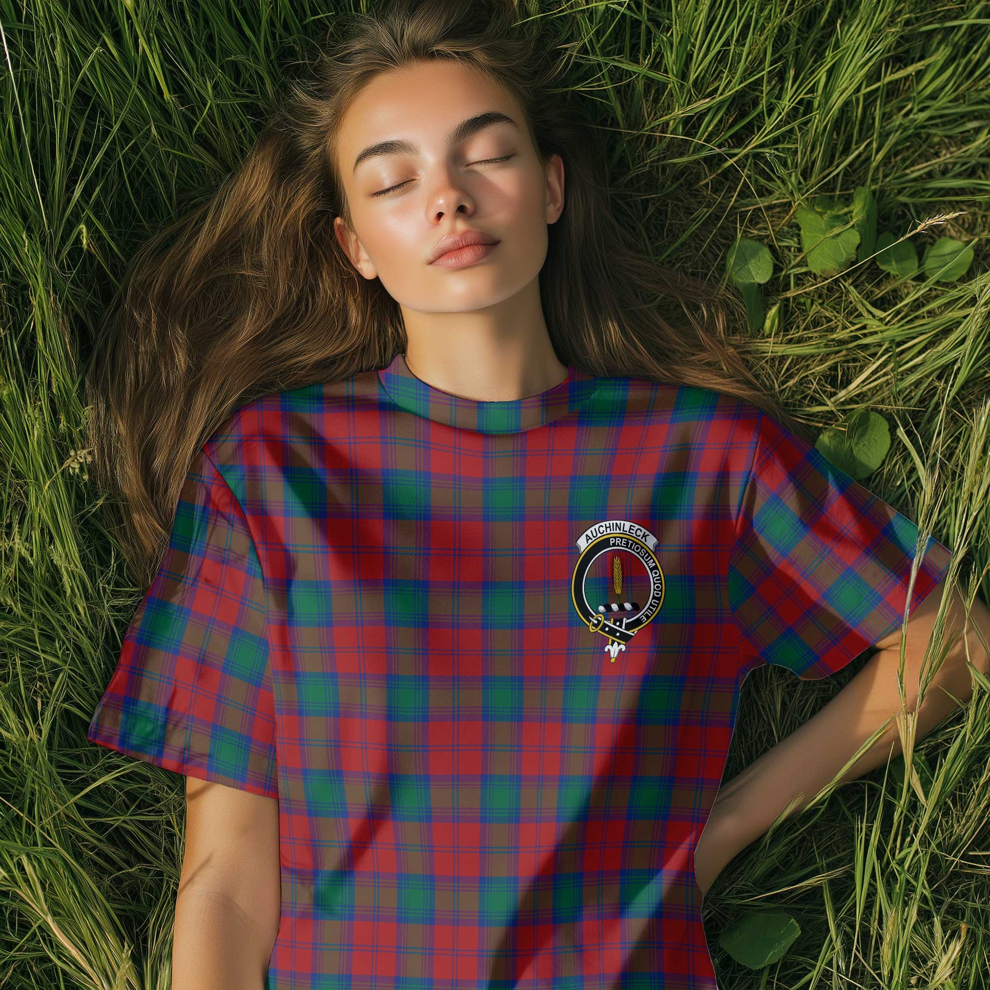 Clan Auchinleck Tartan Women T Shirt Crest And Plaid Basic Style