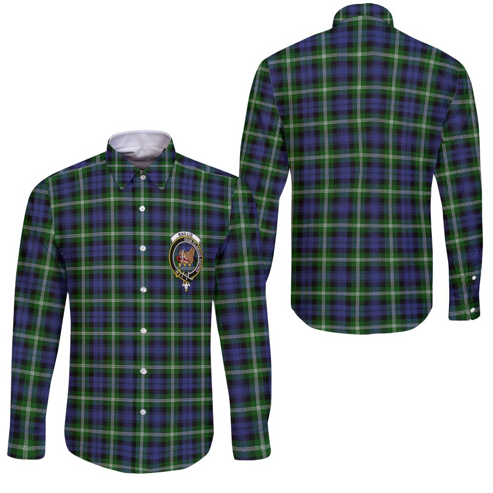 Clan Baillie Tartan Long Sleeve Button Shirt Crest And Plaid Basic Style