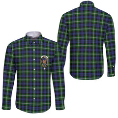 Clan Baillie Tartan Long Sleeve Button Shirt Crest And Plaid Basic Style