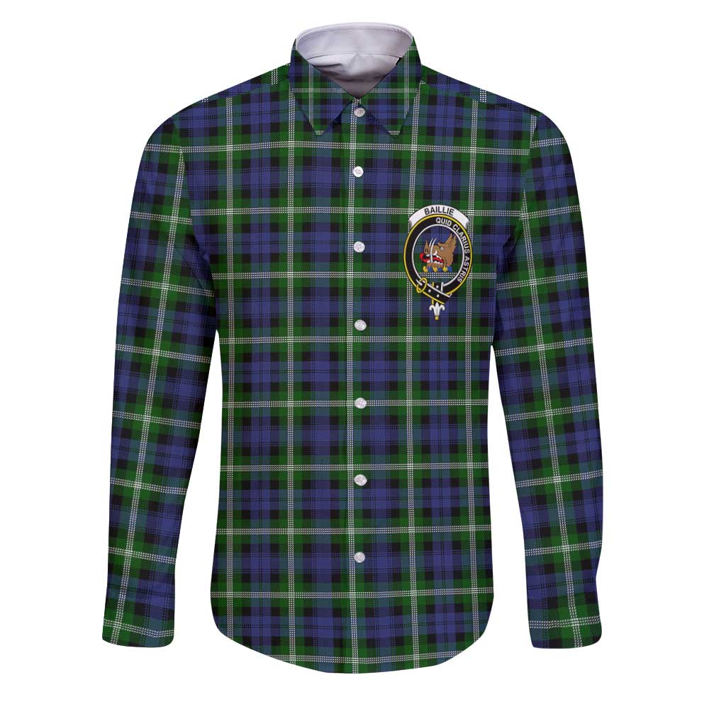Clan Baillie Tartan Long Sleeve Button Shirt Crest And Plaid Basic Style