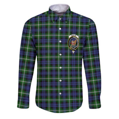 Clan Baillie Tartan Long Sleeve Button Shirt Crest And Plaid Basic Style