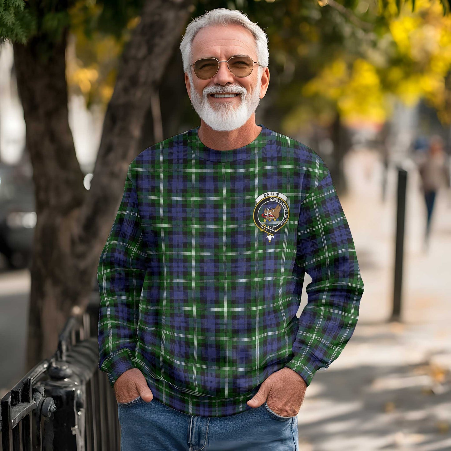 Clan Baillie Tartan Men Sweatshirt Crest And Plaid Basic Style