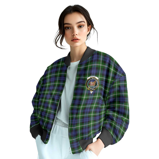 Clan Baillie Tartan Women Bomber Jacket Crest And Plaid Basic Style