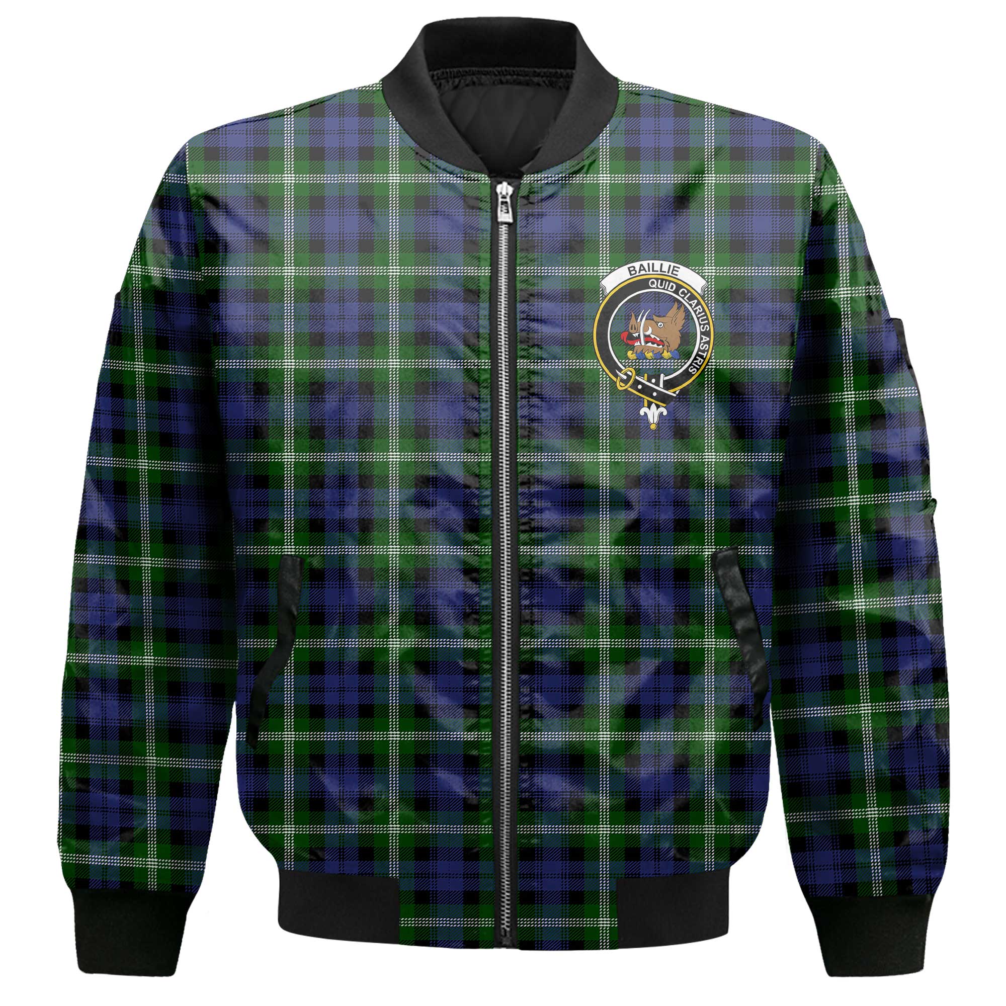 Clan Baillie Tartan Women Bomber Jacket Crest And Plaid Basic Style
