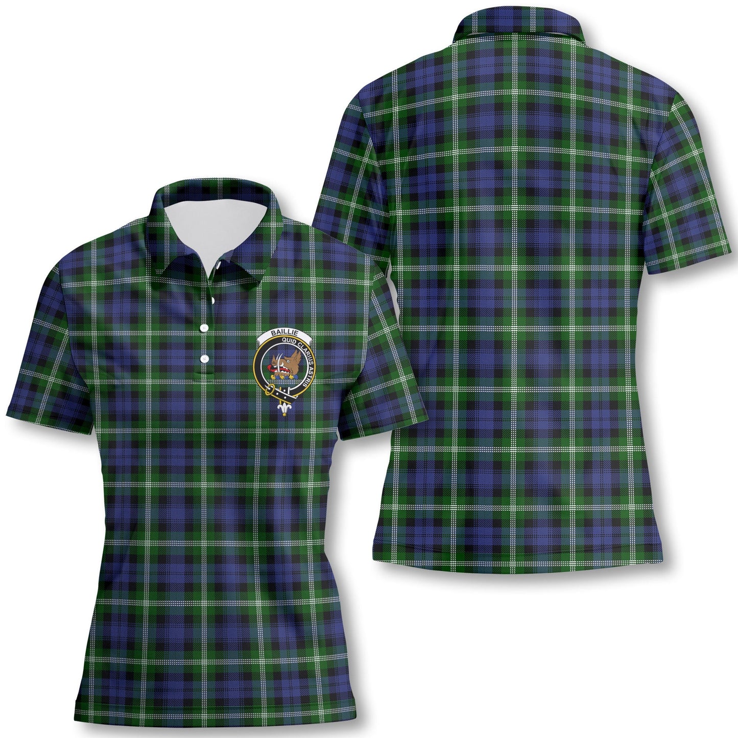 Clan Baillie Tartan Women Polo Shirt Crest And Plaid Basic Style