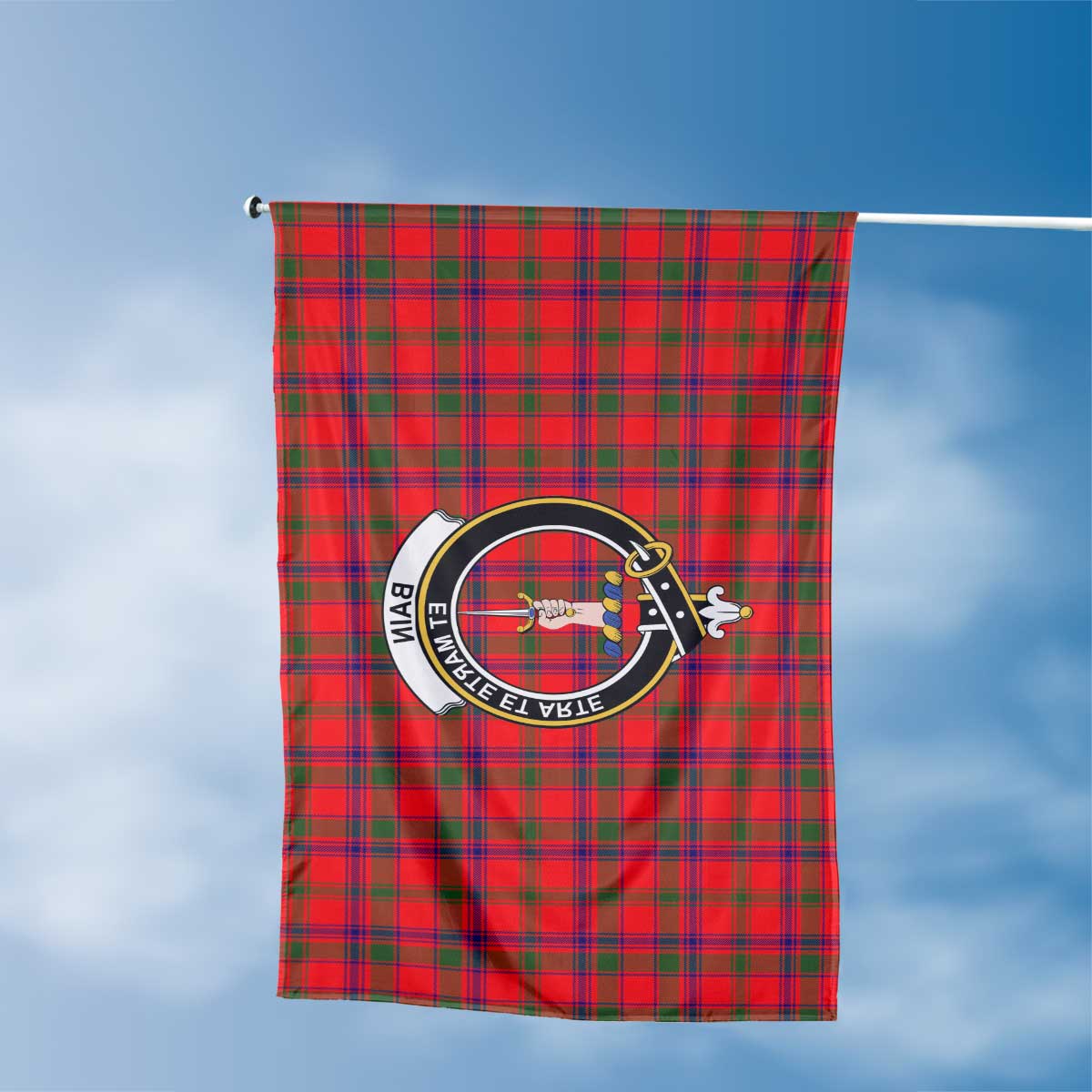 Clan Bain Tartan Flag Crest And Plaid Basic Style