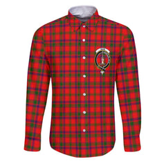 Clan Bain Tartan Long Sleeve Button Shirt Crest And Plaid Basic Style