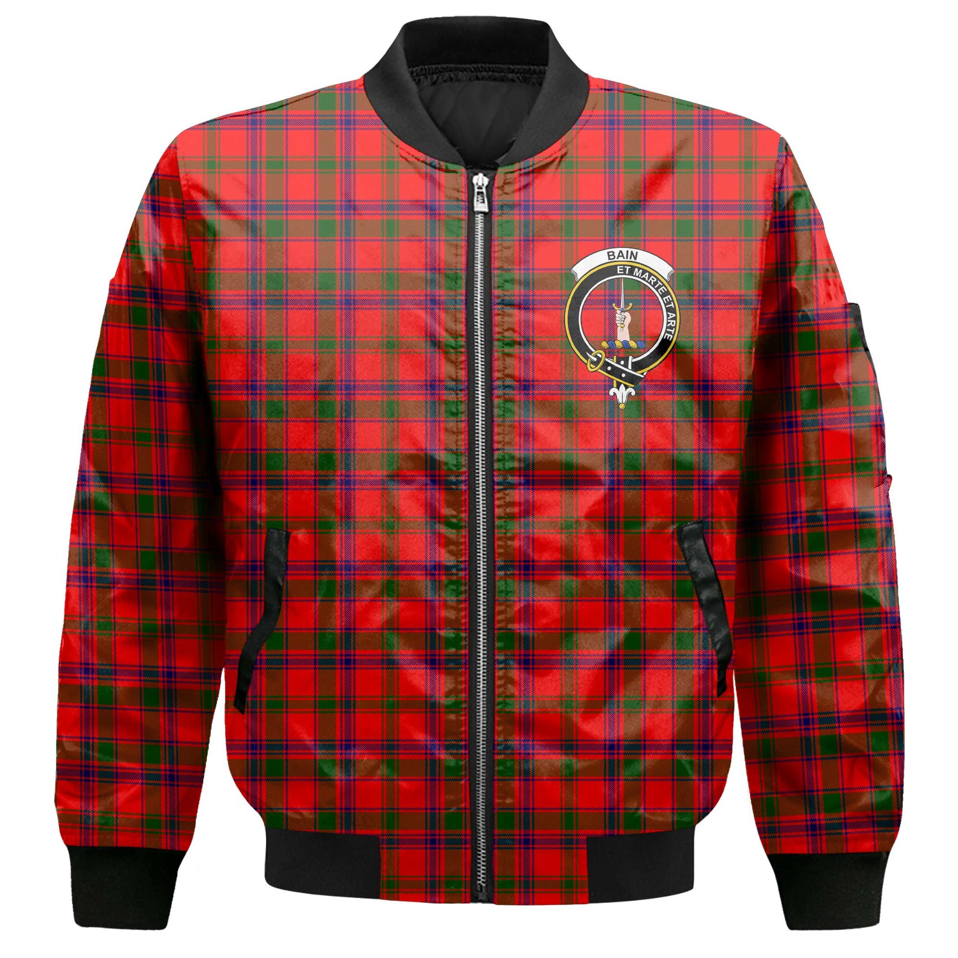 Clan Bain Tartan Men Bomber Jacket Crest And Plaid Basic Style