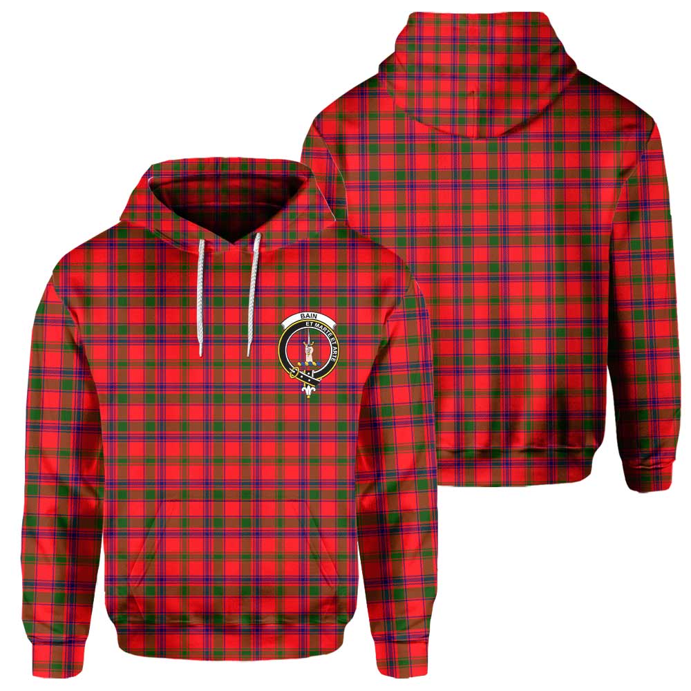 Clan Bain Tartan Men Hoodie Crest And Plaid Basic Style