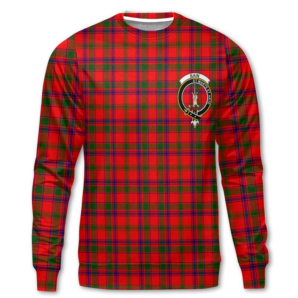 Clan Bain Tartan Men Sweatshirt Crest And Plaid Basic Style