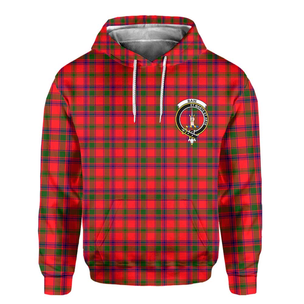 Clan Bain Tartan Women Hoodie Crest And Plaid Basic Style