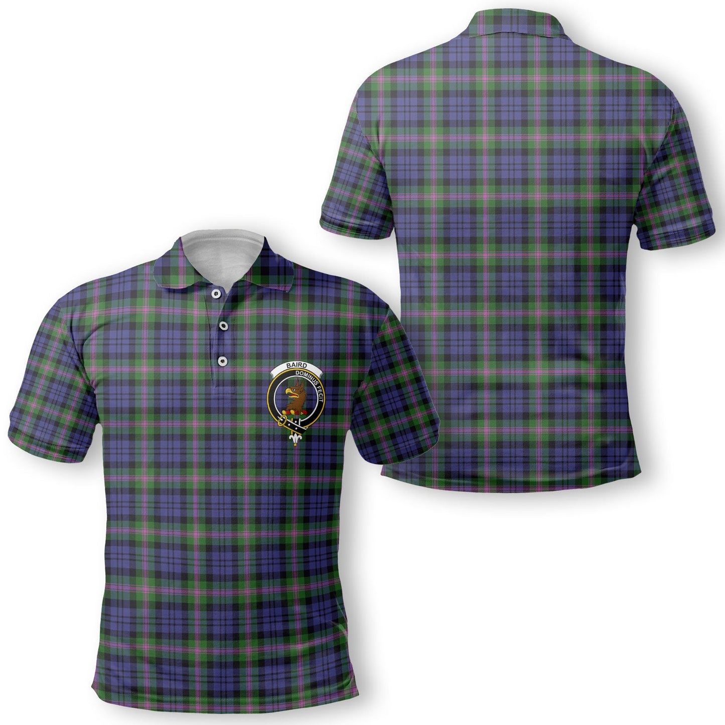 Clan Baird Tartan Golf Men Polo Shirt Crest And Plaid Basic Style