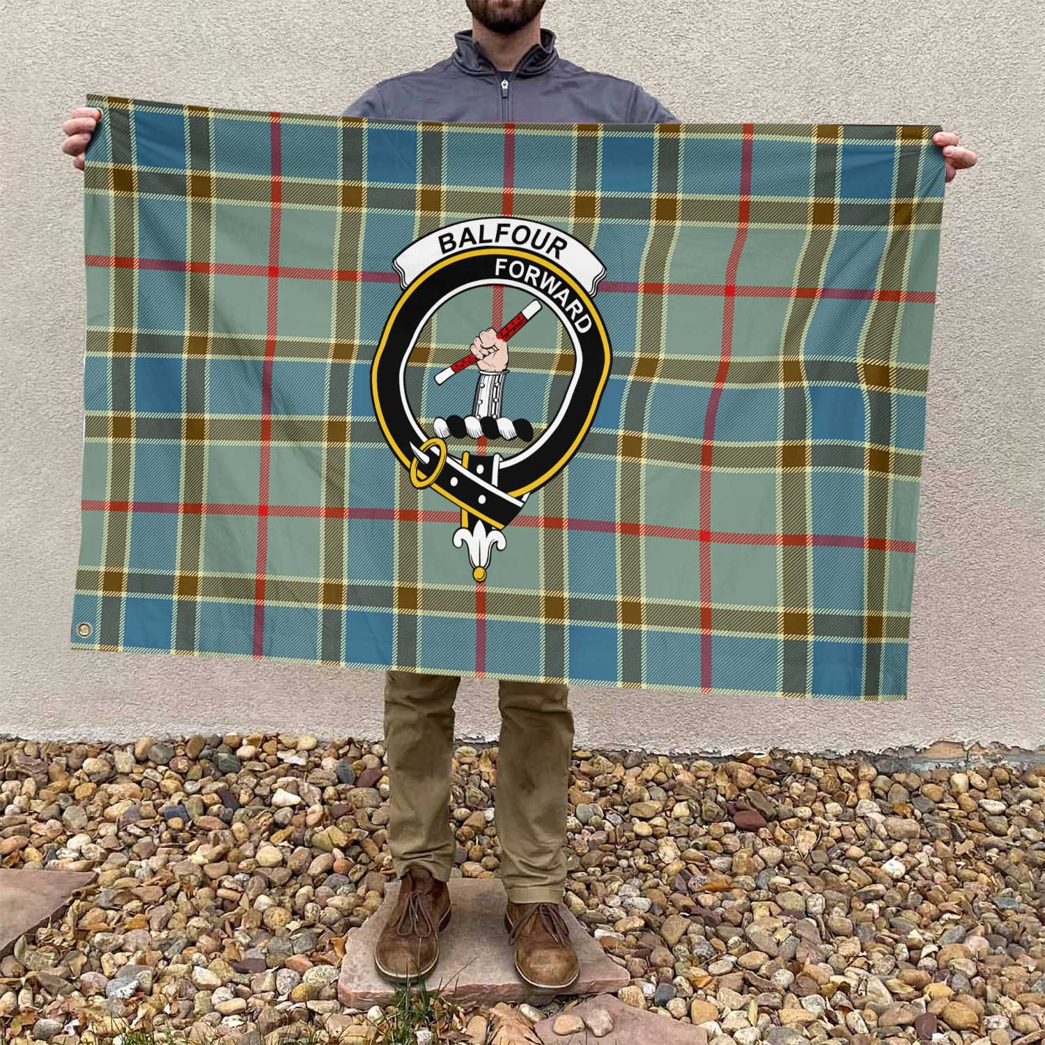 Clan Balfour Tartan Flag Crest And Plaid Basic Style
