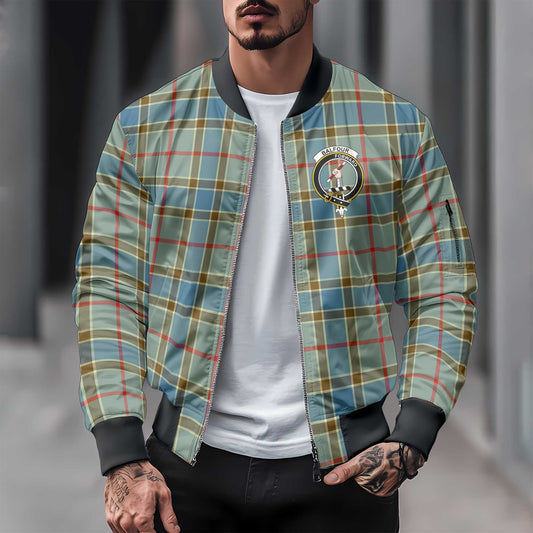 Clan Balfour Tartan Men Bomber Jacket Crest And Plaid Basic Style