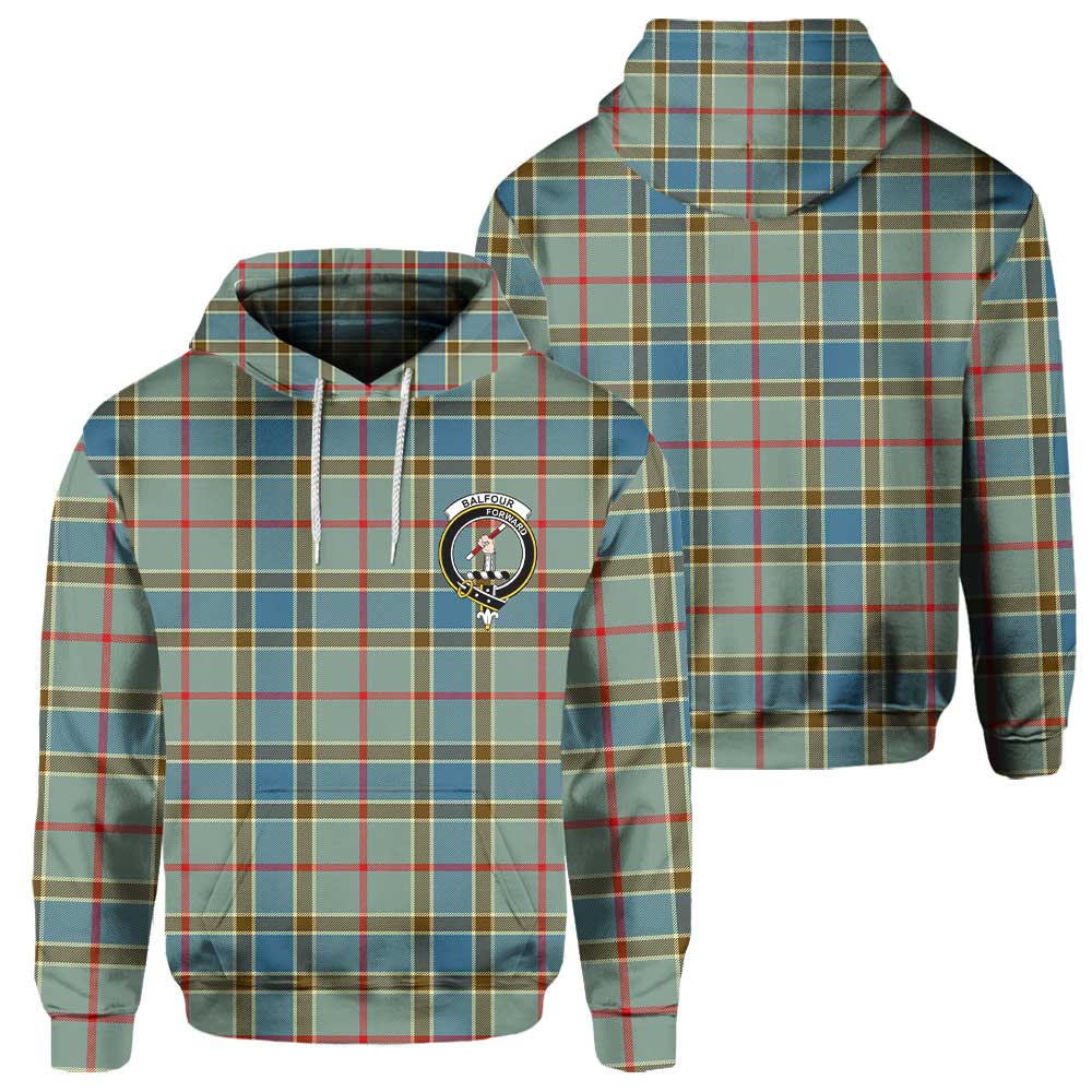 Clan Balfour Tartan Men Hoodie Crest And Plaid Basic Style