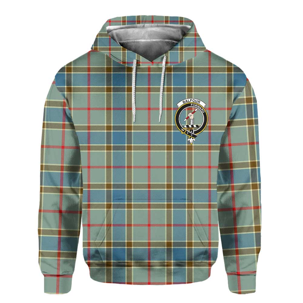 Clan Balfour Tartan Men Hoodie Crest And Plaid Basic Style