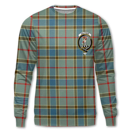 Clan Balfour Tartan Men Sweatshirt Crest And Plaid Basic Style