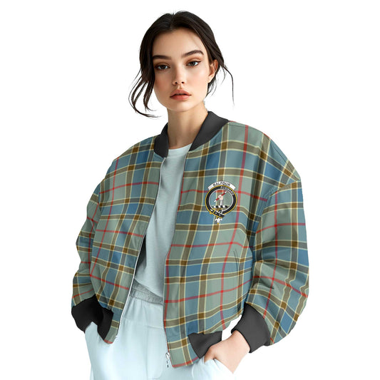 Clan Balfour Tartan Women Bomber Jacket Crest And Plaid Basic Style