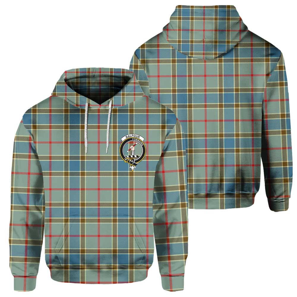 Clan Balfour Tartan Women Hoodie Crest And Plaid Basic Style