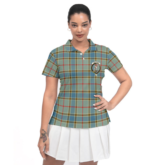 Clan Balfour Tartan Women Polo Shirt Crest And Plaid Basic Style