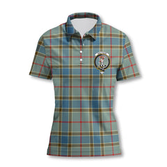 Clan Balfour Tartan Women Polo Shirt Crest And Plaid Basic Style
