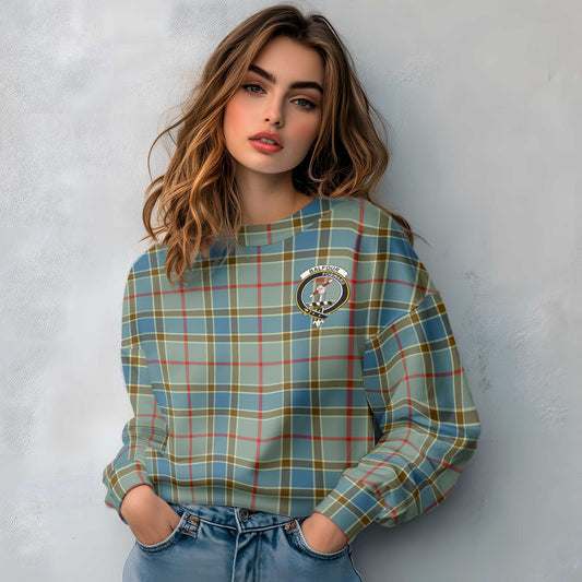 Clan Balfour Tartan Women Sweatshirt Crest And Plaid Basic Style