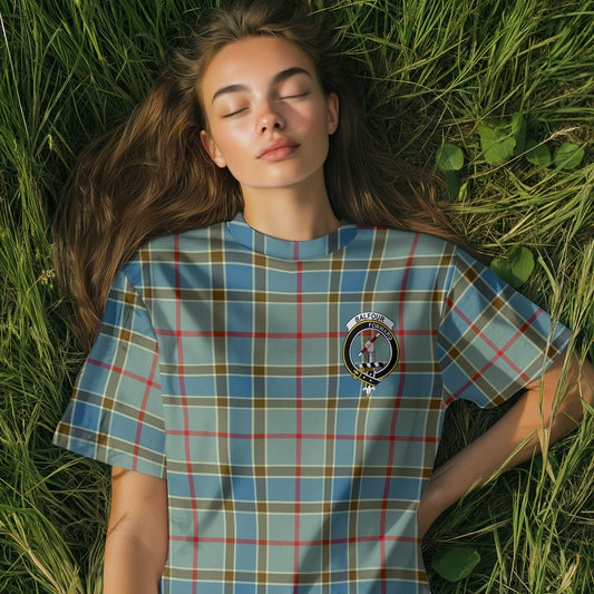 Clan Balfour Tartan Women T Shirt Crest And Plaid Basic Style