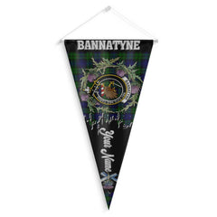 Clan Bannatyne Tartan Felt Pennant Crest And Plaid Basic Style