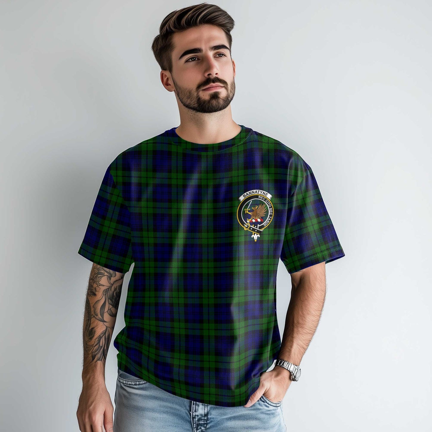 Clan Bannatyne Tartan Men T Shirt Crest And Plaid Basic Style