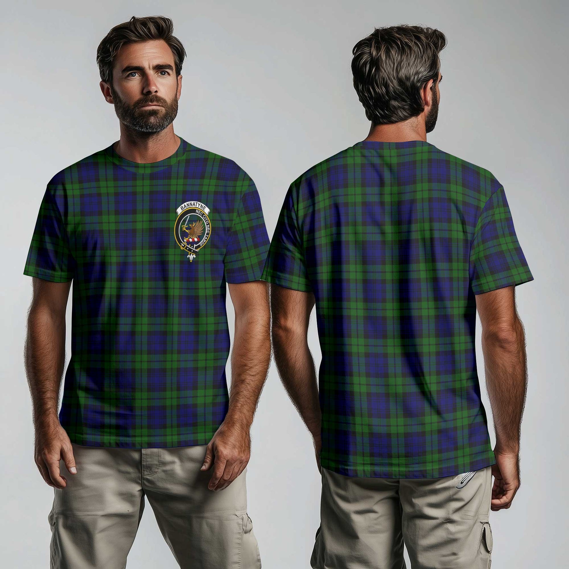 Clan Bannatyne Tartan Men T Shirt Crest And Plaid Basic Style