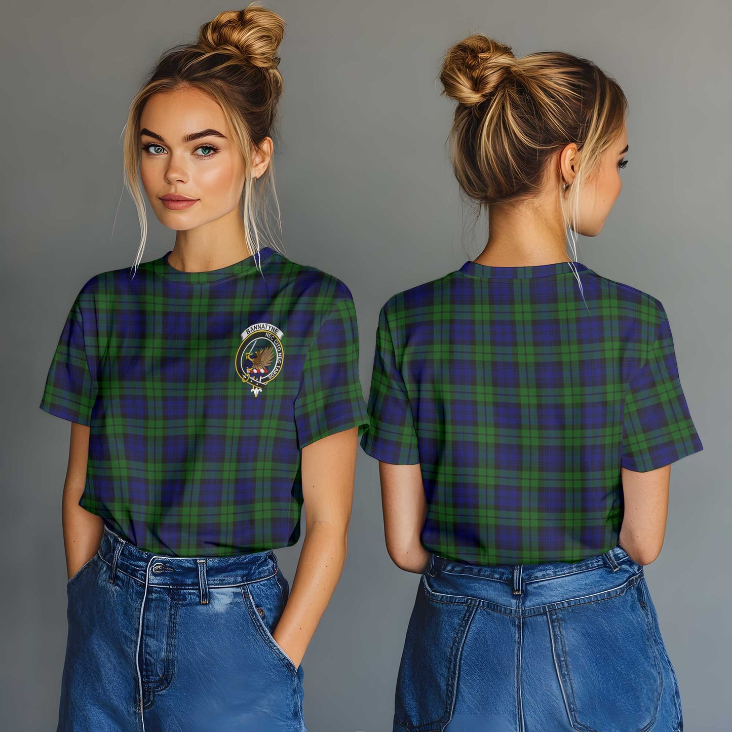 Clan Bannatyne Tartan Women T Shirt Crest And Plaid Basic Style