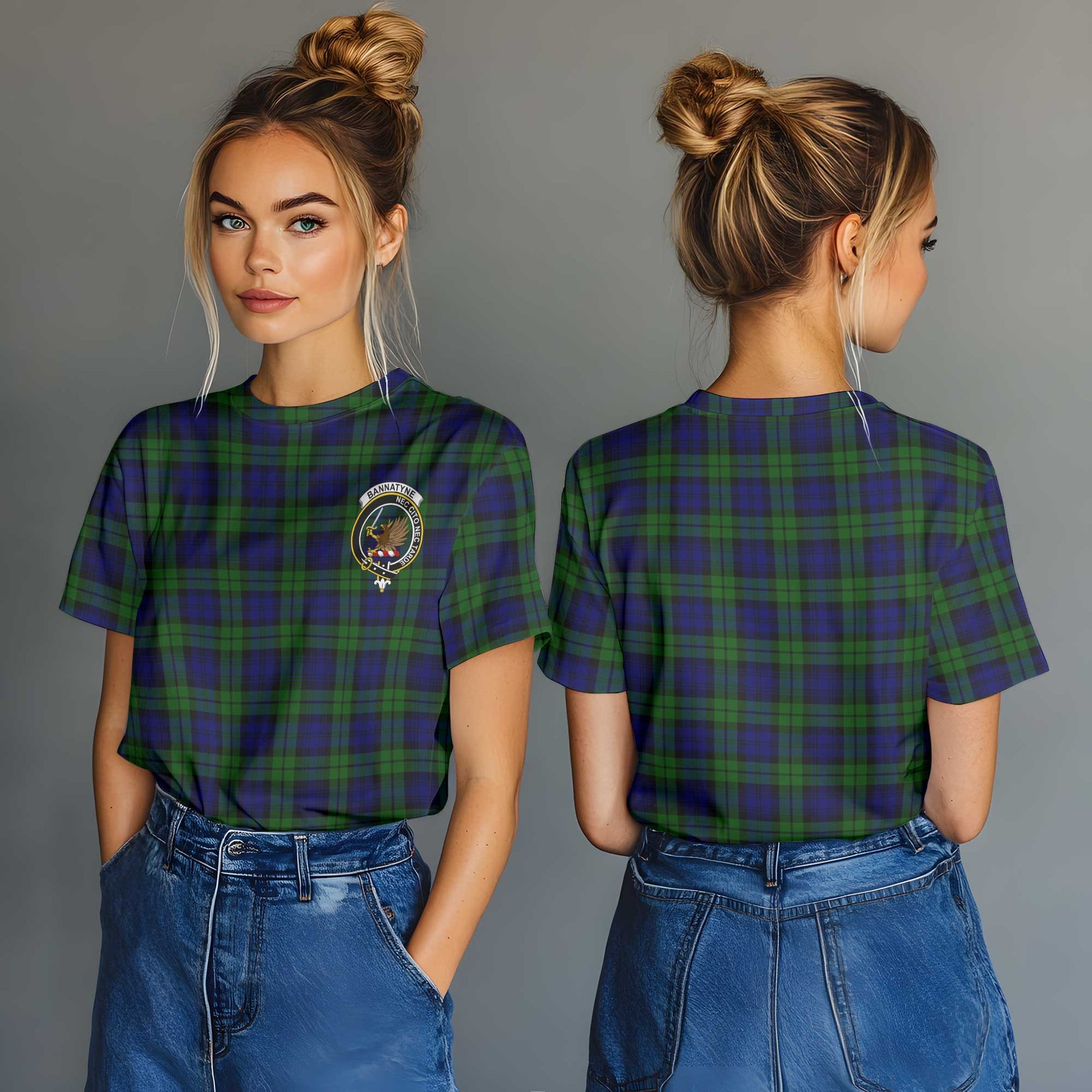 Clan Bannatyne Tartan Women T Shirt Crest And Plaid Basic Style