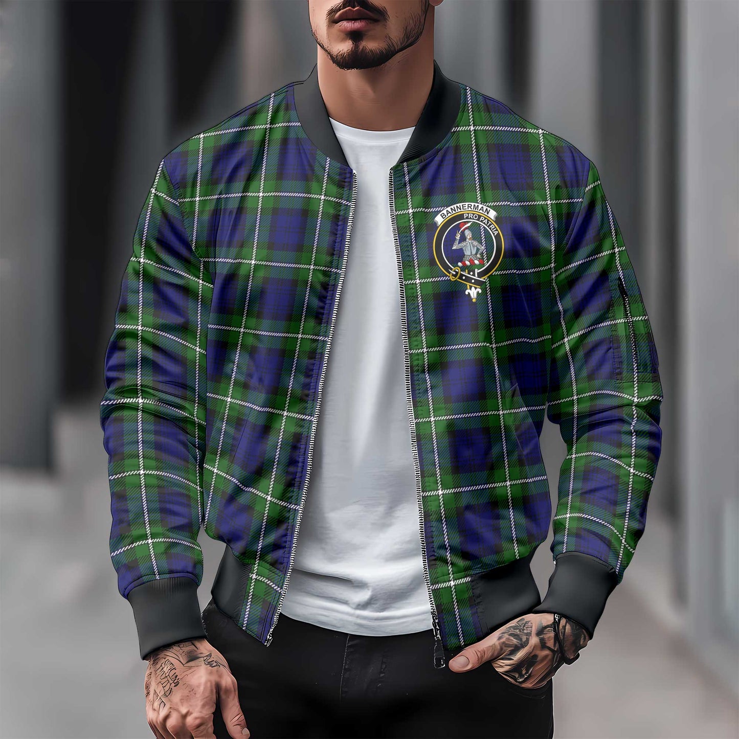 Clan Bannertartan Men Tartan Men Bomber Jacket Crest And Plaid Basic Style