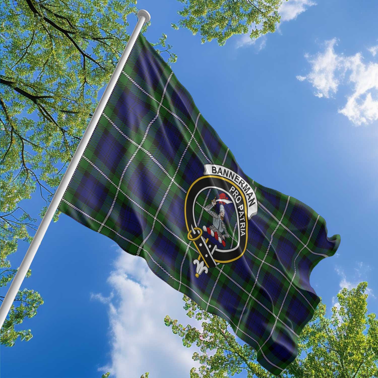 Clan Bannerman Tartan Flag Crest And Plaid Basic Style