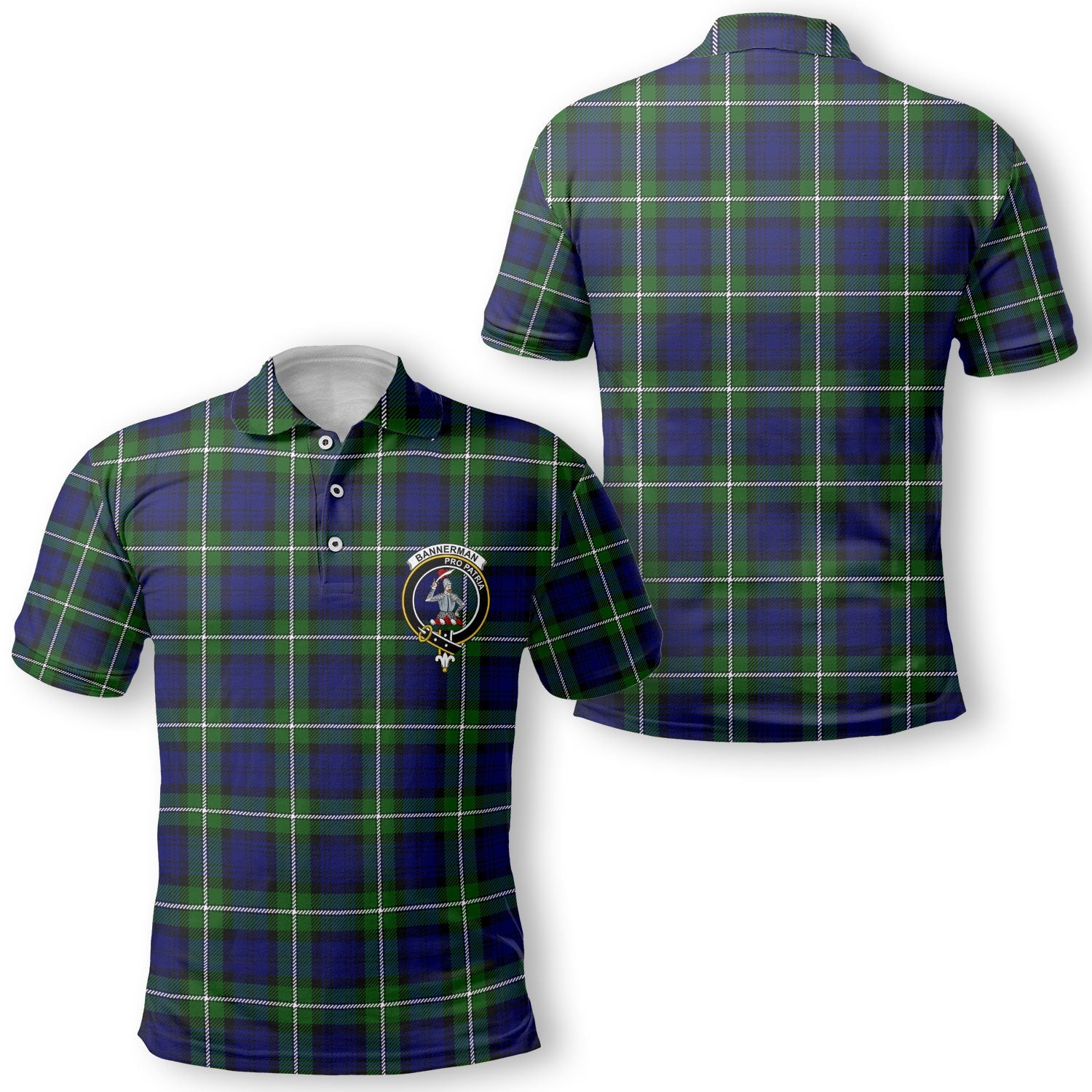 Clan Bannerman Tartan Golf Men Polo Shirt Crest And Plaid Basic Style