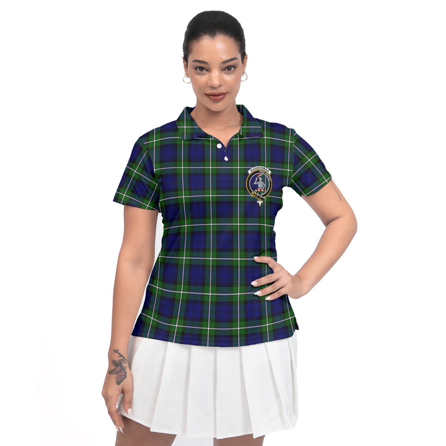 Clan Bannerman Tartan Women Polo Shirt Crest And Plaid Basic Style