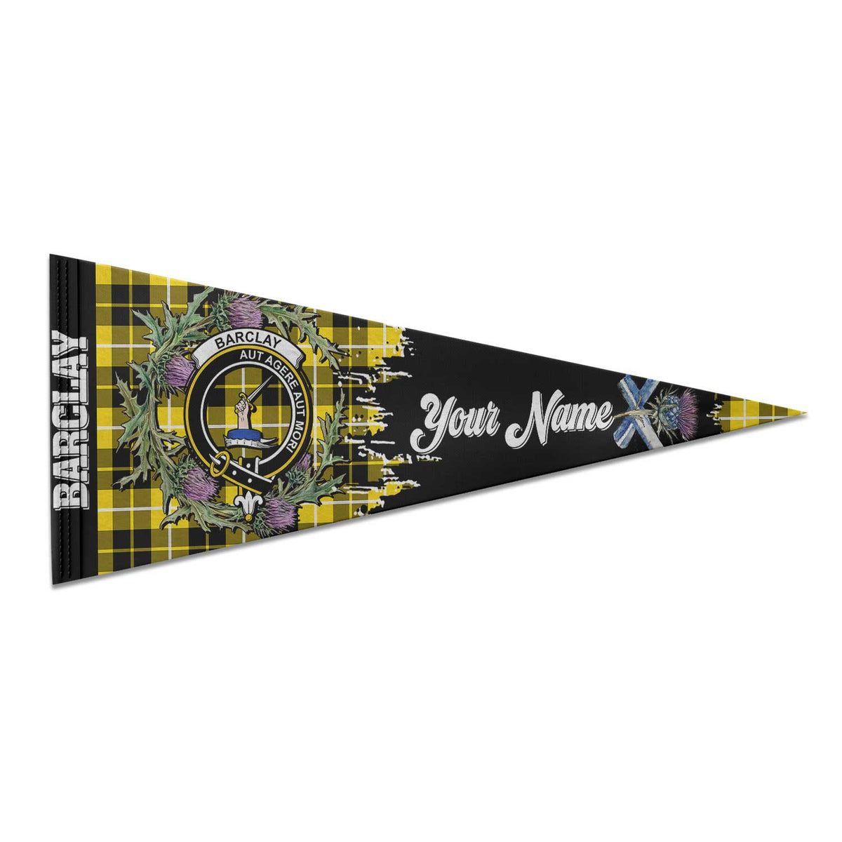 Clan Barclay Tartan Felt Pennant Crest And Plaid Basic Style