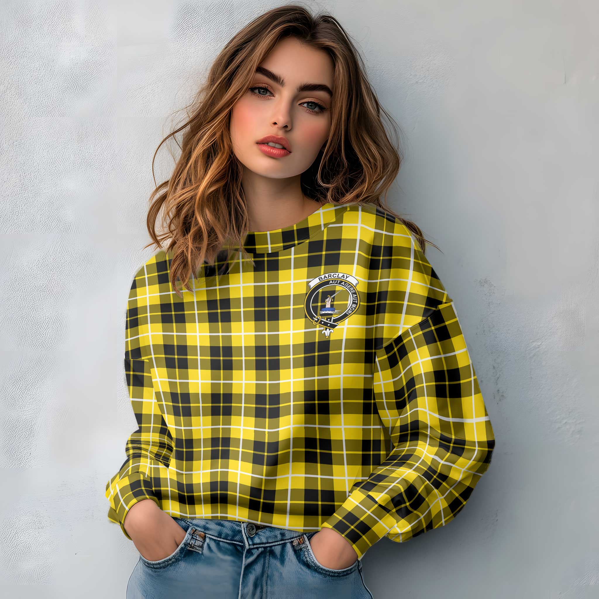 Clan Barclay Tartan Women Sweatshirt Crest And Plaid Basic Style