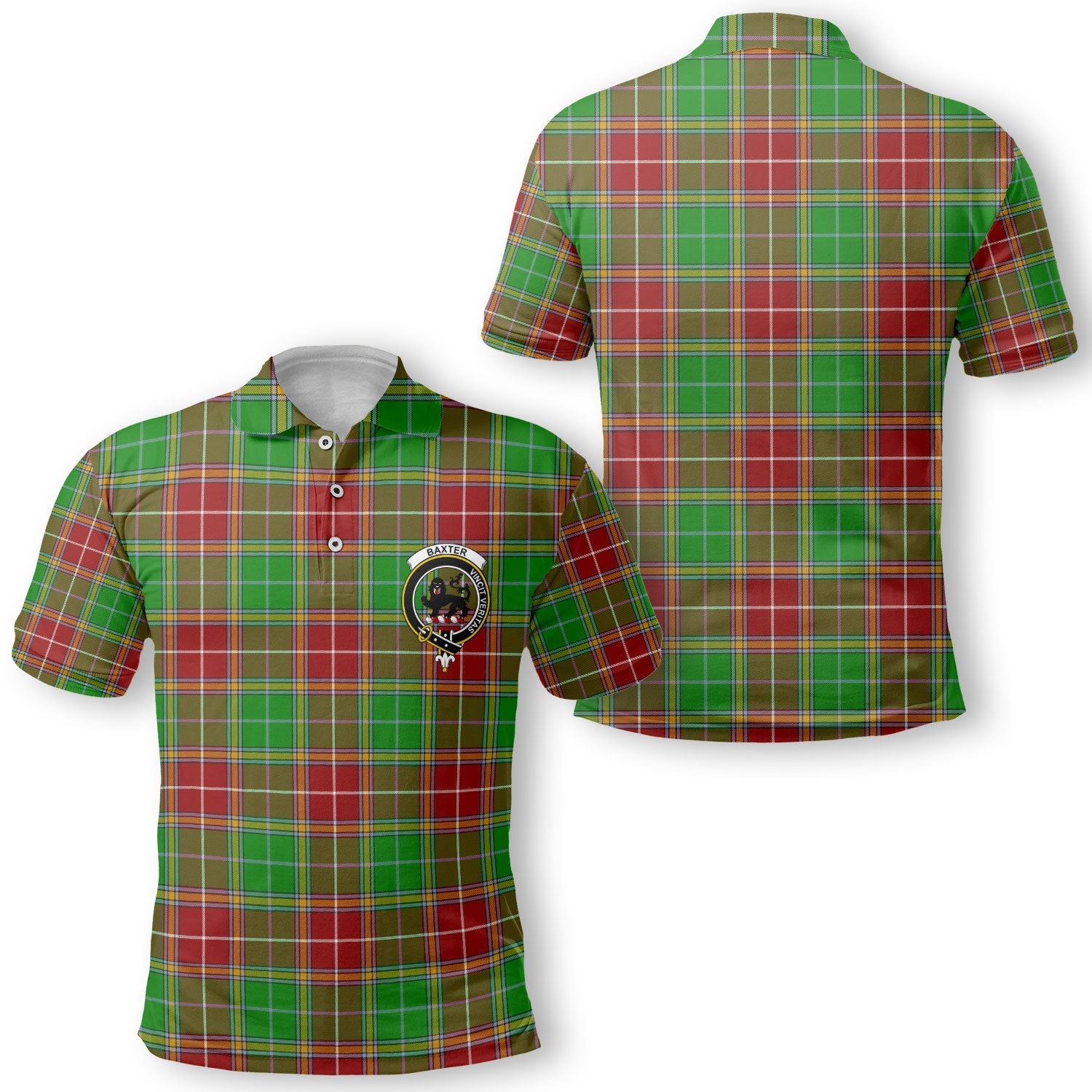 Clan Baxter Tartan Golf Men Polo Shirt Crest And Plaid Basic Style