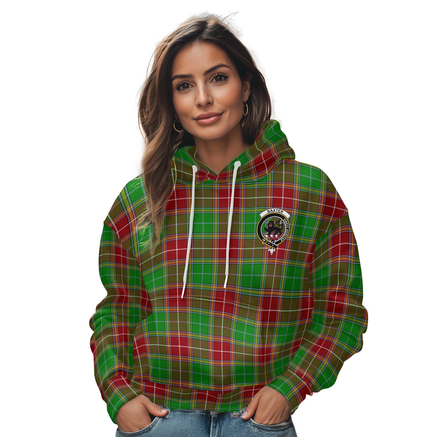 Clan Baxter Tartan Women Hoodie Crest And Plaid Basic Style