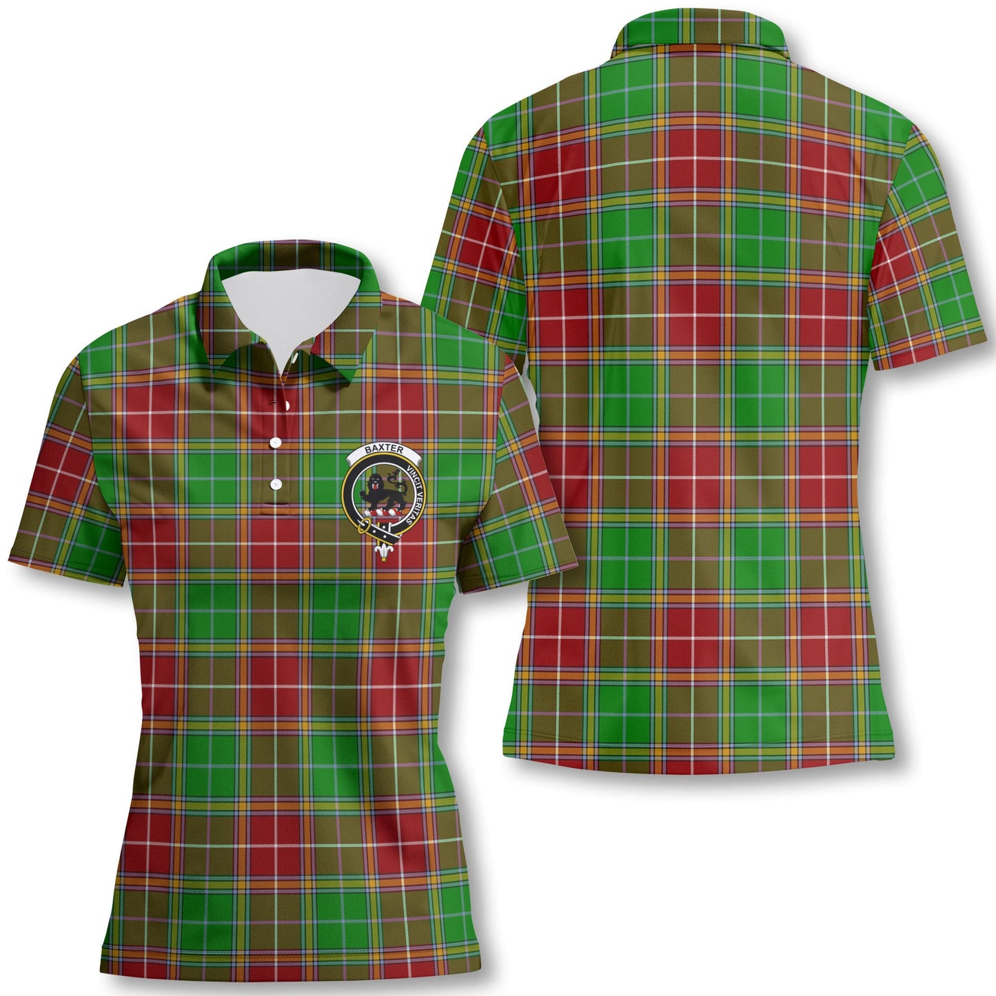 Clan Baxter Tartan Women Polo Shirt Crest And Plaid Basic Style