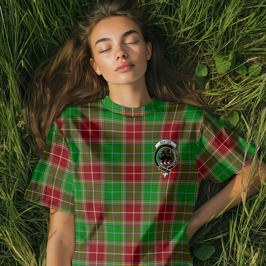 Clan Baxter Tartan Women T Shirt Crest And Plaid Basic Style