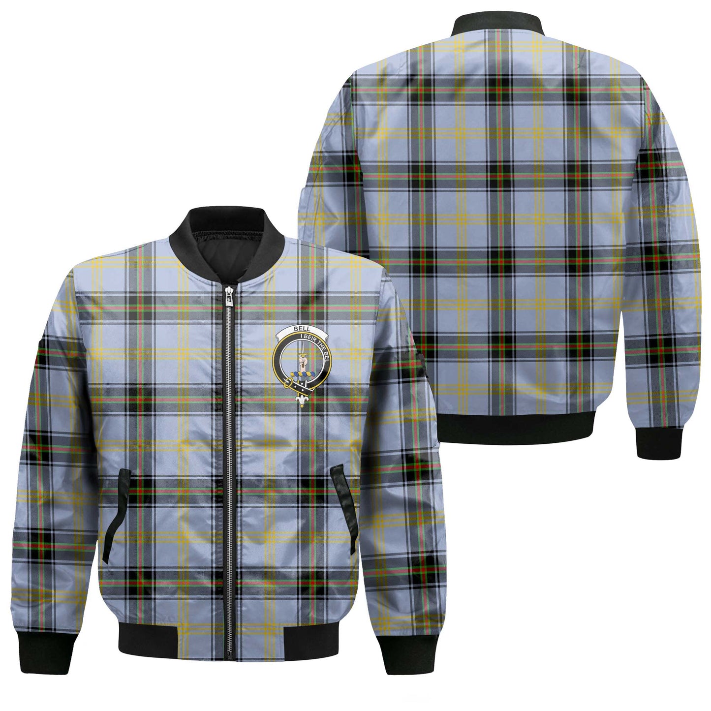 Clan Bell Tartan Men Bomber Jacket Crest And Plaid Basic Style