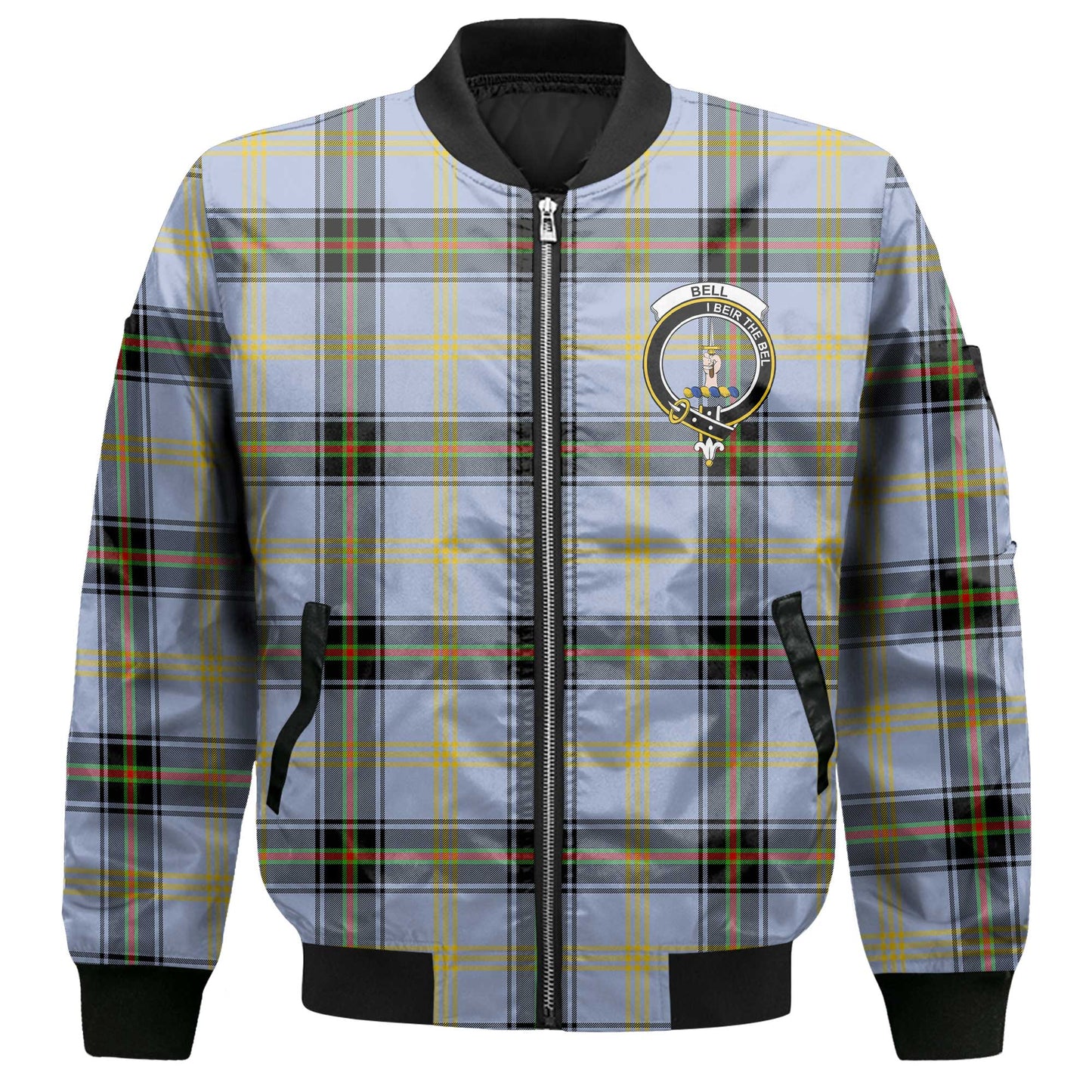 Clan Bell Tartan Men Bomber Jacket Crest And Plaid Basic Style