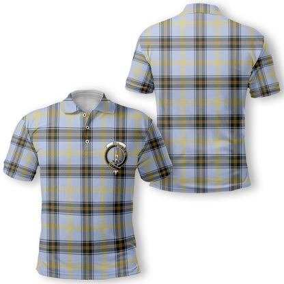 Clan Bell Tartan Men Polo Shirt Crest And Plaid Basic Style