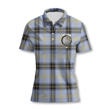 Clan Bell Tartan Women Polo Shirt Crest And Plaid Basic Style