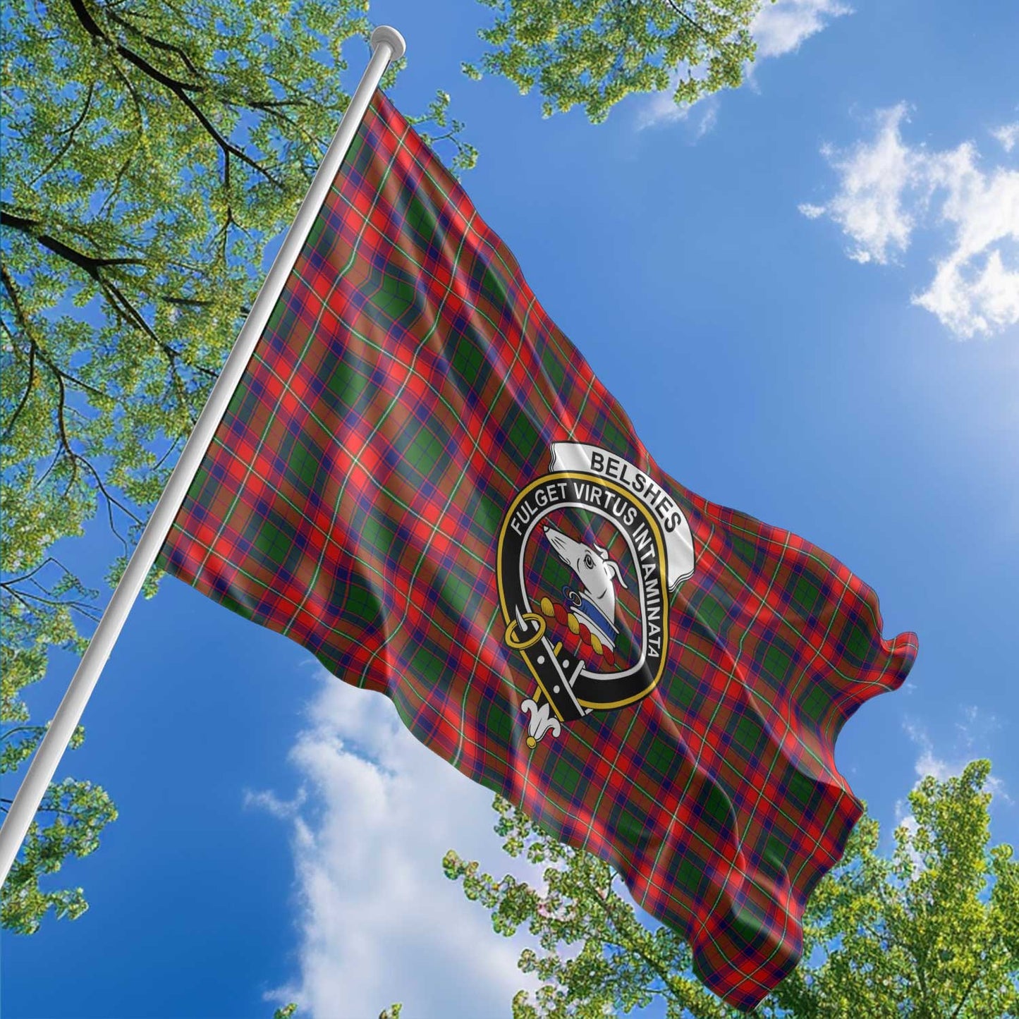 Clan Belshes Tartan Flag 1 Crest And Plaid Basic Style Tartan House Flag Crest And Plaid Basic Style